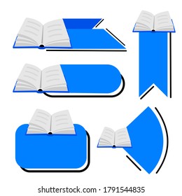 5 blue book lower third vector illustration