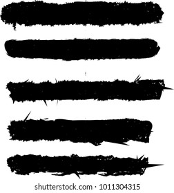 5 Brush set for text space. black paint brush. ink stroke texture backdrop.