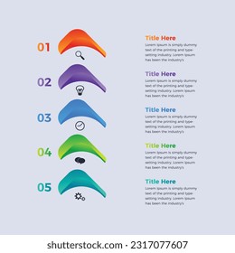 5 business infographics design. Vector of templates for modern vector graph, diagram and presentations. Business concept with options, steps, parts or processes infographic  template