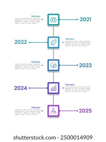 5 Hitos Empresariales. Vertical Infografía Plantilla de diseño de línea de tiempo. Presentación de Negocios, Marketing e Informe Anual. Ilustración vectorial.