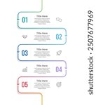 5 Business Process Data. Vertical Infographic Design Templates. Business Presentation, Report, Timeline, Planning, Marketing and Information. Vector Illustration.