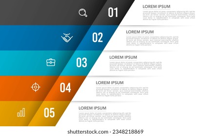 5 business processes. folding-style infographic with icons. Vector illustration.