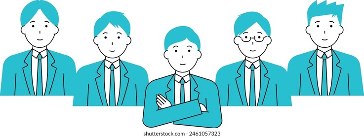 5 businessmen standing side by side