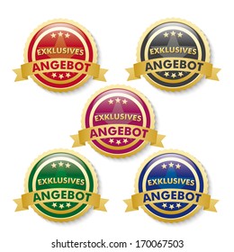 5 buttons on the white background. German text  "Special Offer". Eps 10 vector file.