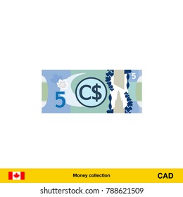 5 Canadian dollar banknote illustration.