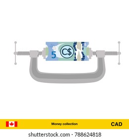 5 Canadian dollar banknote. Canadian dollar banknote vector illustration.