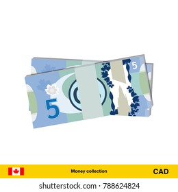 5 Canadian dollar banknote. Canadian dollar banknote vector illustration.