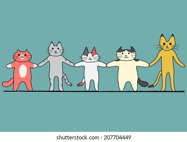 5 gatos mano a mano