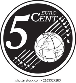 5 Cent Euro Coin Logo Handmade Silhouette