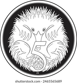 5 cents Australia coin vector design handmade silhouette.	