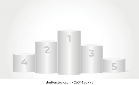 5 Circle cylinder for award display pedestal with background vector illustration