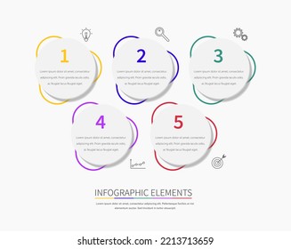 5 circles vector infographic. Flat infographics template. Creative process chart template. Vector illustration.