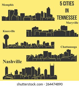 5 Cities in Tennessee (Nashville, Knoxville, Memphis, Chattanooga, Maryville)