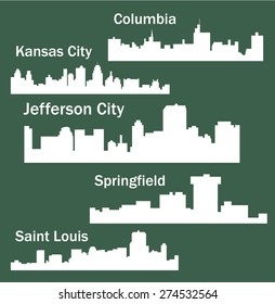 5 city skyline in Missouri ( Jefferson City, Kansas City, Columbia, Springfield, Saint Louis )