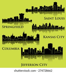 5 city skyline in Missouri ( Jefferson City, Kansas City, Columbia, Springfield, Saint Louis )