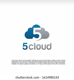 5 cloud logo, number 5 with cloud element