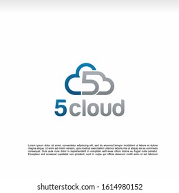 5 cloud logo, number 5 with cloud element
