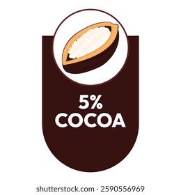 5% Cocoa Seals Marks Icons. label or sticker showing cacao content in chocolate