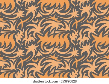 5 color abstract seamless thorny organic pattern. grey, orange and red and tones. vector illustration