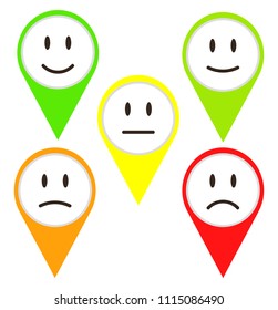5 Color Faces Feedback / Mood, stock vector illustration 