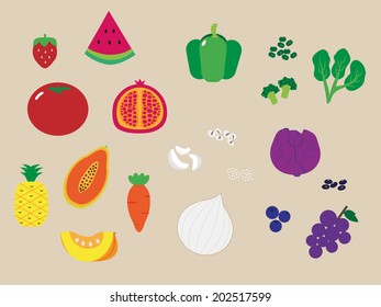 5 color of fruits and vegetables 