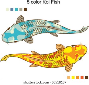 5 color Koi Fish Vector