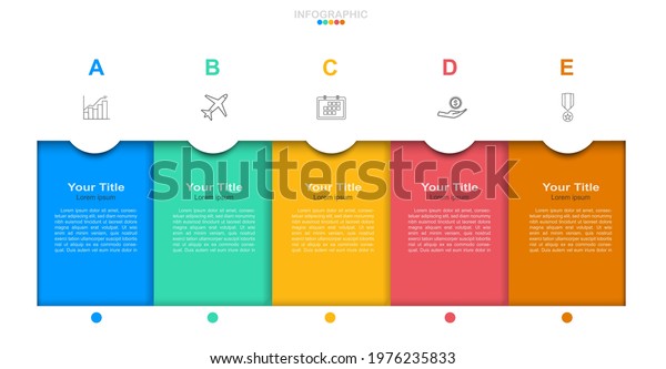 5 color options vector infographic with business\
icon.Colorful infographic design template.(divided into layers in\
file)