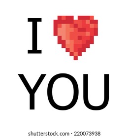 5 color pixel heart. Vector