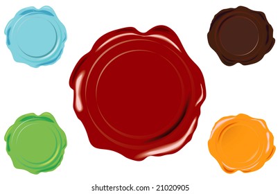5 color vector wax seal on white background