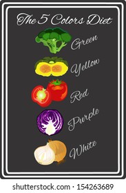 5 color vegetable for healthy diet.colorful vegetable.healthy food.