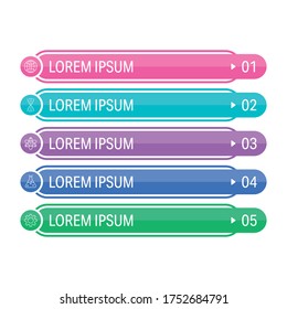 5 colored banner templates in white background