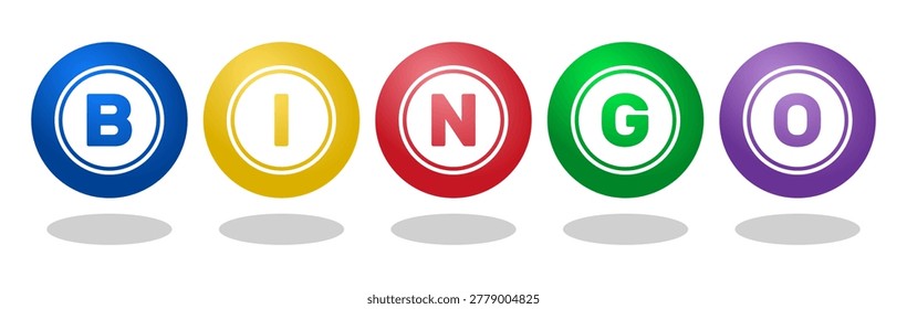 5 colorful 3d balls with letters bingo
