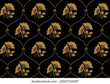 5 colour Block Print Booti on Gold background for kurti saree print Textile design digital design Rotary design flatbed design wallpaper background traditional motif 