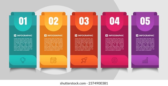 Plantilla de línea de tiempo de 5 pasos de color