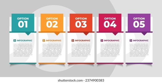 5 Colour Step Timeline Infographic Template