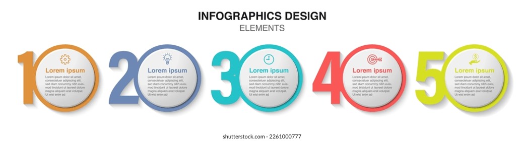 5 components chart make up something. Modern business circle infographics five options banner. Vector layout piece chart workflow. 5 piece diagram number component. Five step up options for web