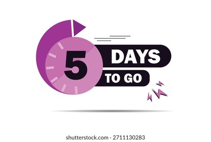 5 días de cuenta regresiva para ir Anuncio. cinco tiempo de cuenta de venta Lable con forma de reloj, 05 días para ir Días para ir Icono, color azul Días para ir Anuncio, Vector EPS 10