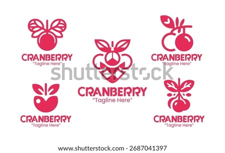 5 Cranberry Logo Set Berry Fruit Branding Logo Collection