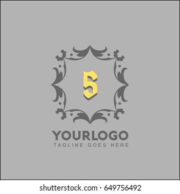 5 creative template brand identity. Royal Elegant linear abstract monogram. Vector illustration for Hotel logo. Kings symbol.