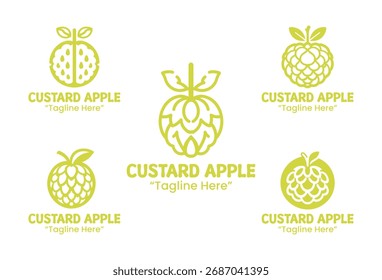 5 Custard Apple Logo Set Tropical Fruit Branding Logo Collection