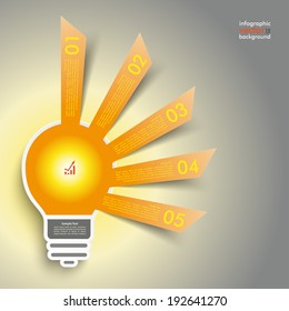 5 cutting banners with bulb on the grey background. Eps 10 vector file.