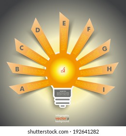 5 cutting banners with bulb on the grey background. Eps 10 vector file.