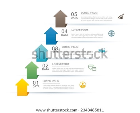 5 data infographics arrow tab paper index timeline template. Vector illustration abstract background.