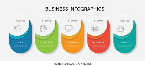 5 data infographics layout template. com ícone. Infográficos de vetor de apresentação. 