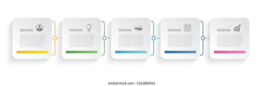 5 data infographics square tab paper index template. Vector illustration abstract background.