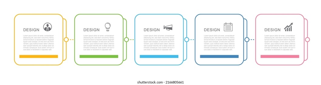 5 data infographics square tab thin line index template. Vector illustration abstract background.