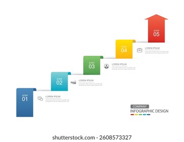 5 data infographics tab index layout template. Illustration business abstract background.