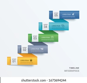 5 plantillas de índice de papel de ficha de infografías de datos. Fondo abstracto de la ilustración del vector. Se puede utilizar para diseño de flujo de trabajo, paso empresarial, banner, diseño web.