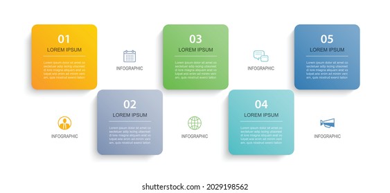 5 plantilla de índice de papel de ficha infografía de datos. Fondo abstracto de ilustración vectorial. Se puede utilizar para diseño de flujo de trabajo, paso de negocio, banner, diseño web.