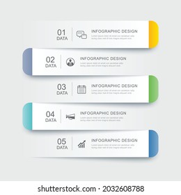 5 data infographics tab paper index template. Vector illustration abstract background. - Shutterstock ID 2032608788